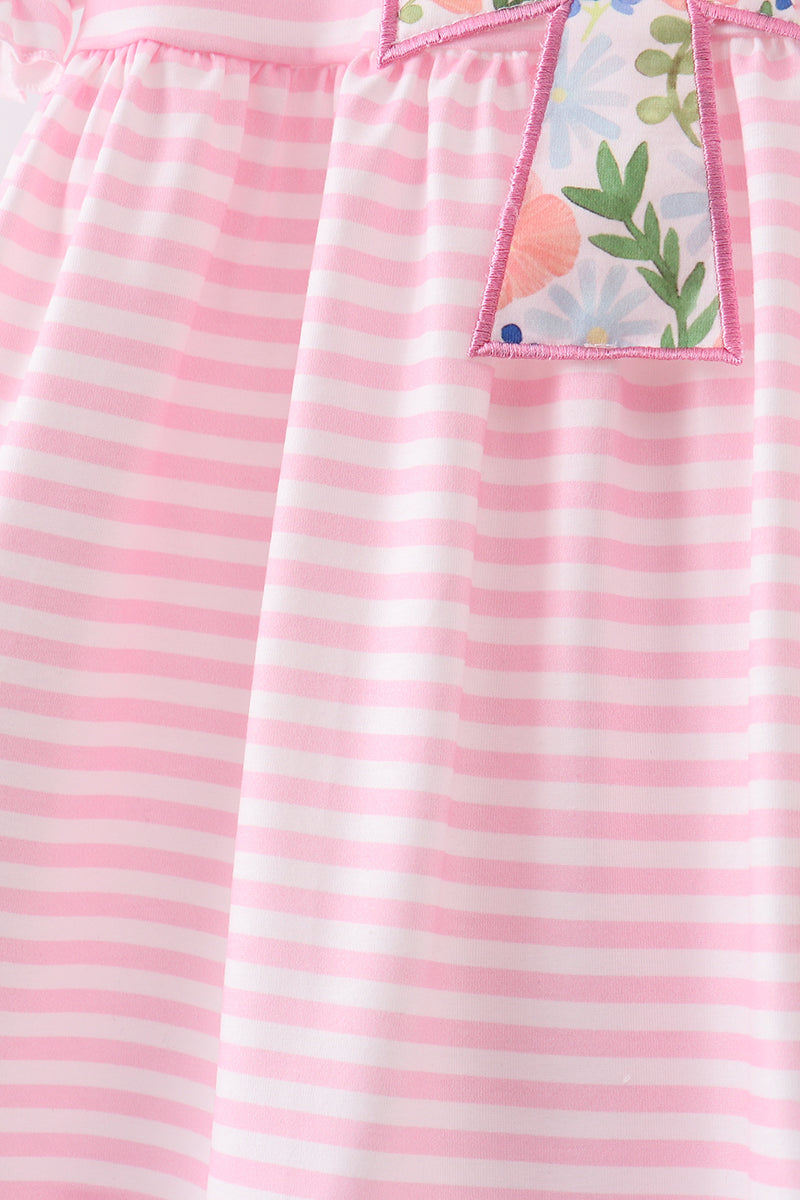 Pink Stripe Cross Applique Ruffle Shorts Set
