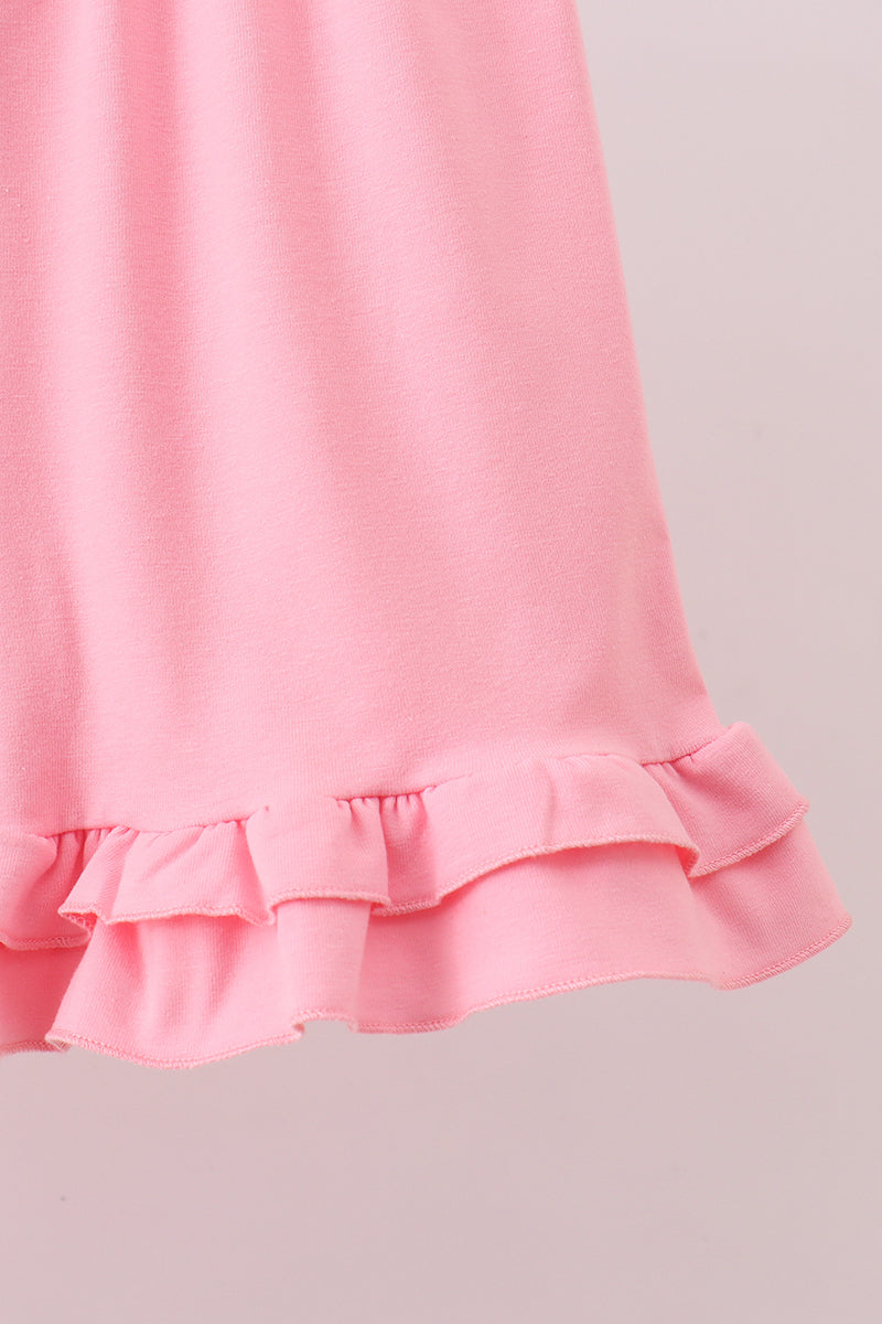 Pink Stripe Cross Applique Ruffle Shorts Set