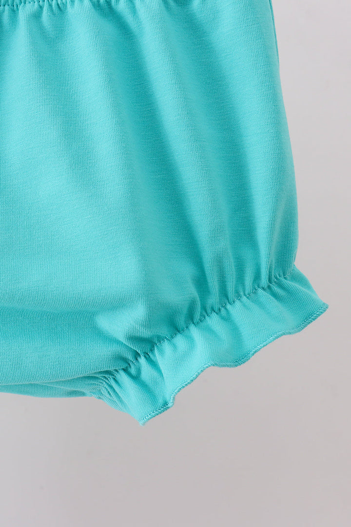 Blue Floral Ruffle Bloomer Set