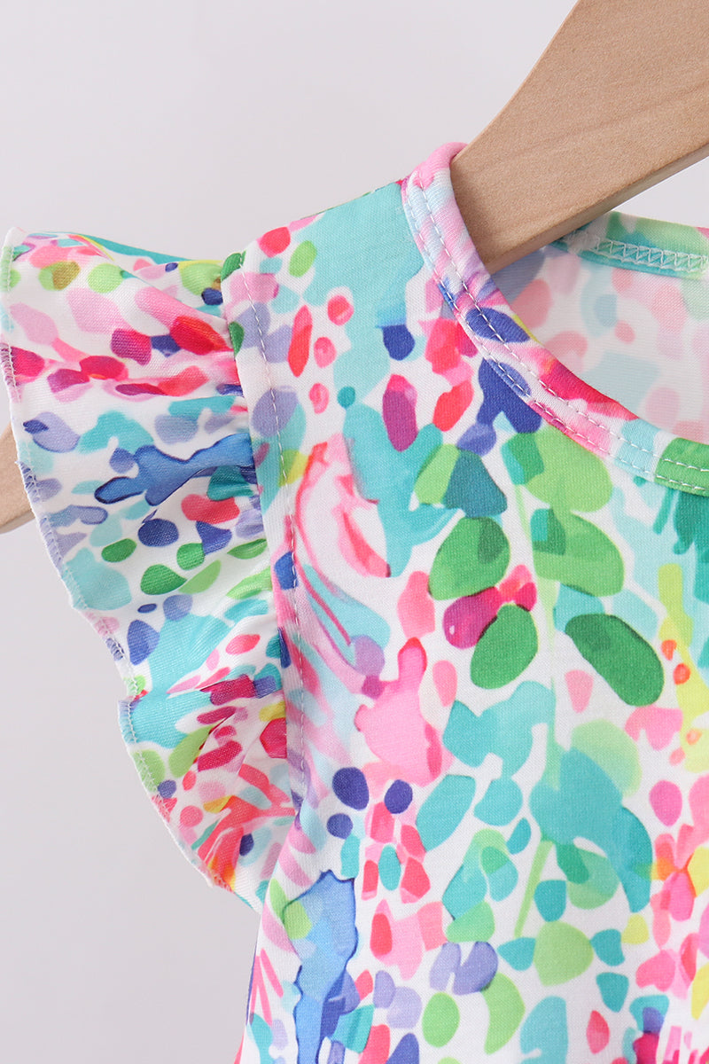 Blue Floral Ruffle Bloomer Set