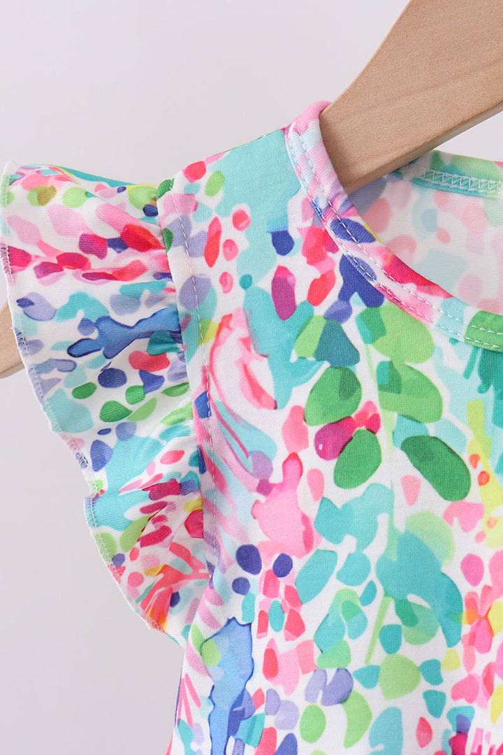 Blue Floral Ruffle Bloomer Set