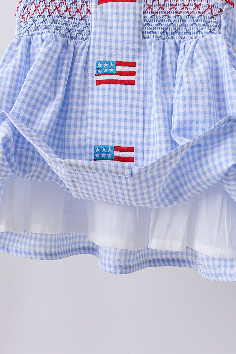 Blue Flag Woven Gingham Bloomer Set