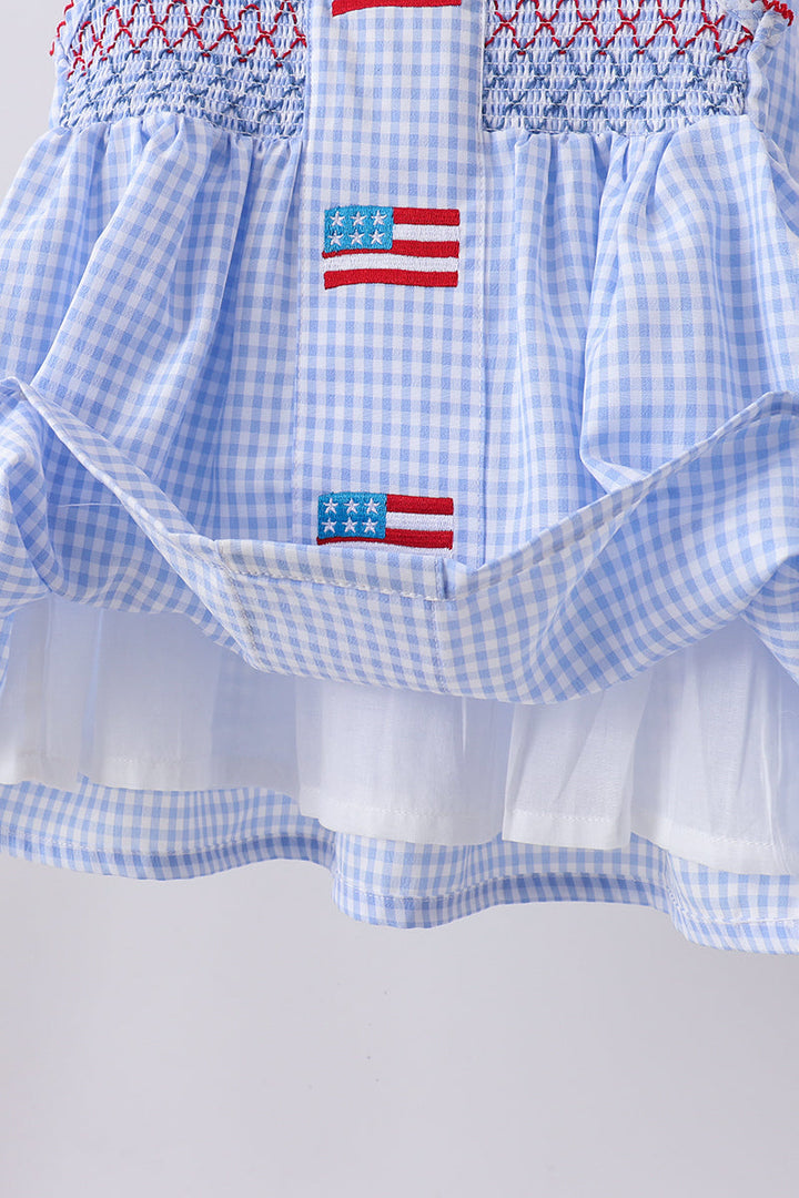 Blue Flag Woven Gingham Bloomer Set
