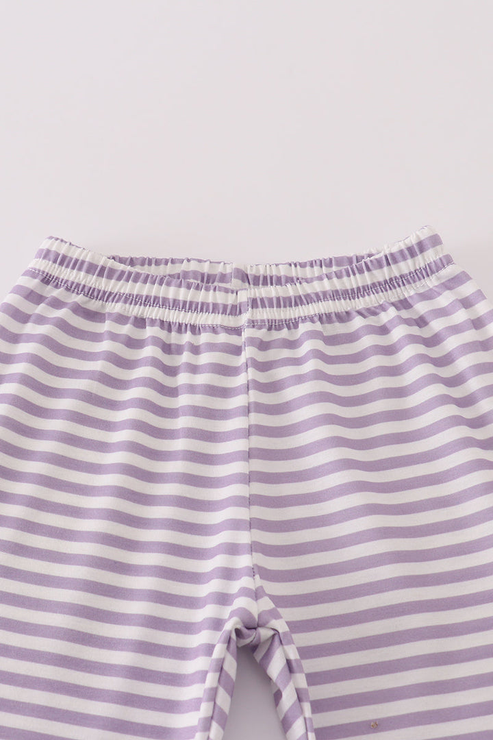 Purple Striped Spider Embroidered Pants Set