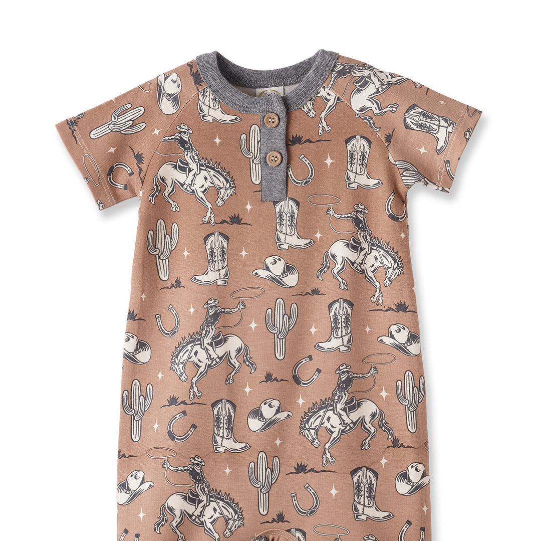 Brown Western Bamboo Shorty Romper