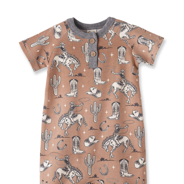 Brown Western Bamboo Shorty Romper