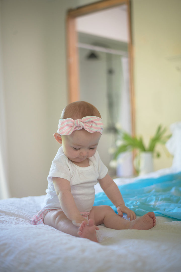 Candy Stripe Ruffle Bamboo Bloomers Headband Set
