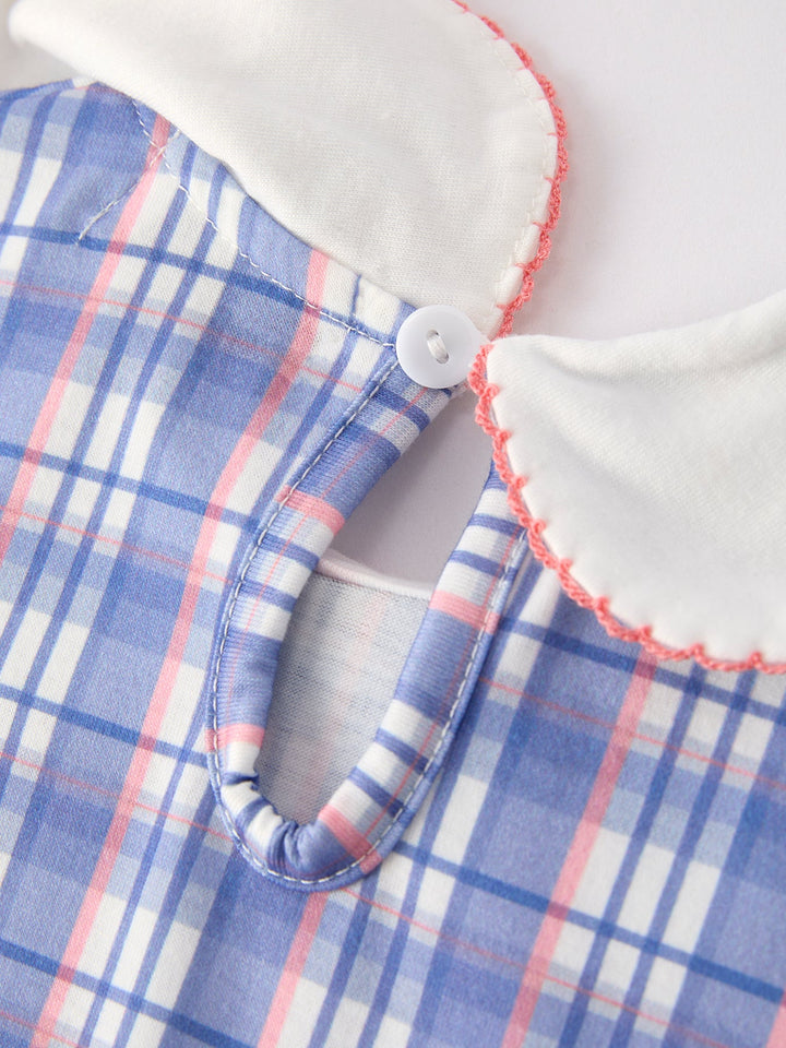 Back To School Pocket Applique Check Dress