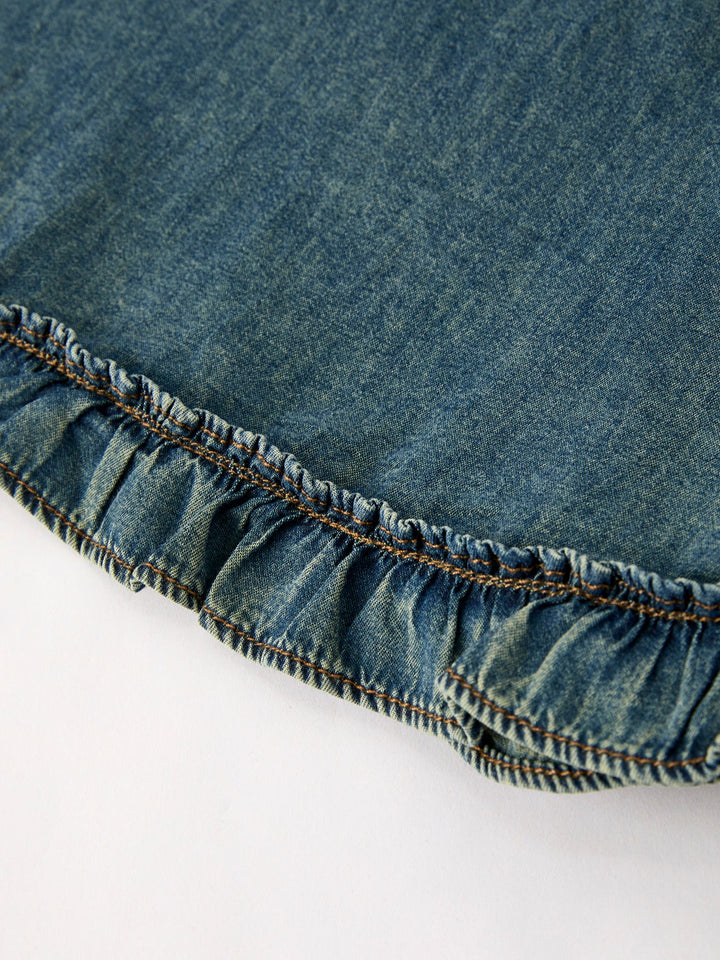 Vintage Denim Ruffle Dress