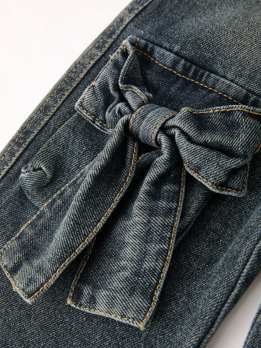 Girls Bow Stretch Wide Leg Jeans