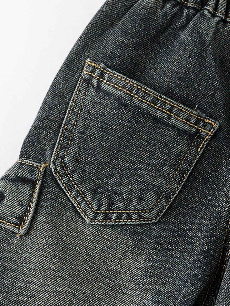 Girls Bow Stretch Wide Leg Jeans