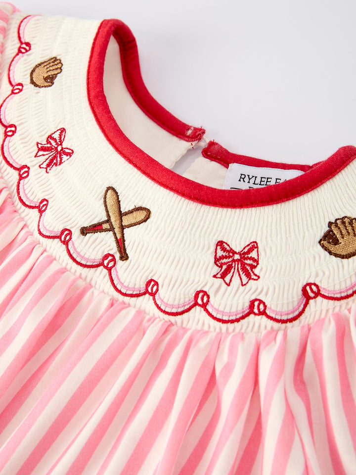 Pink Baseball Embroidery Dress