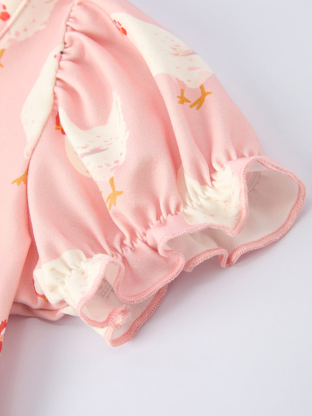 Farm Chicken Print Ruffle Dress