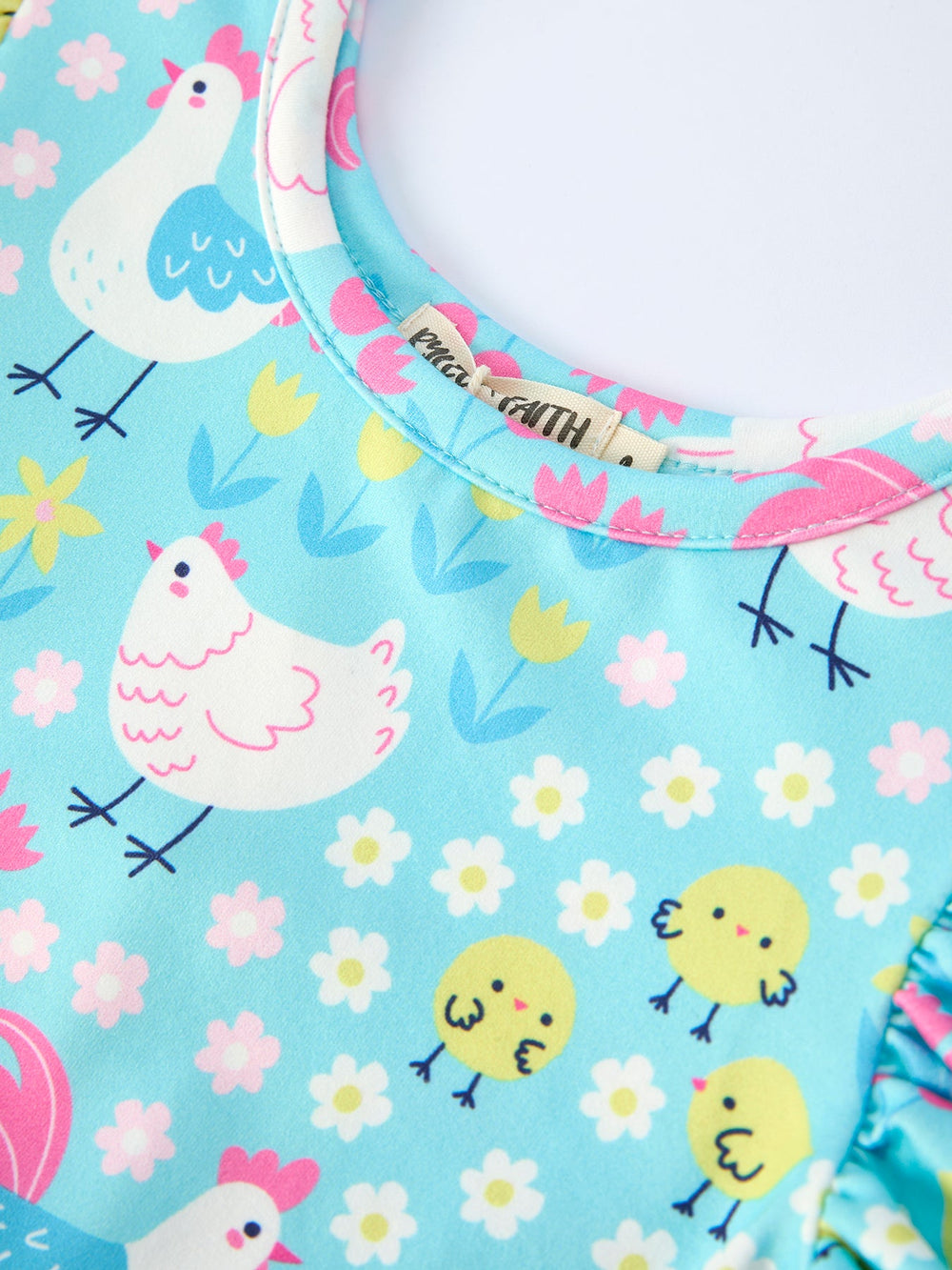 Aqua Chicken & Floral Farm Print Dress