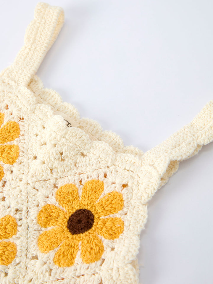 Crochet Sunflower Dress with Headscarf