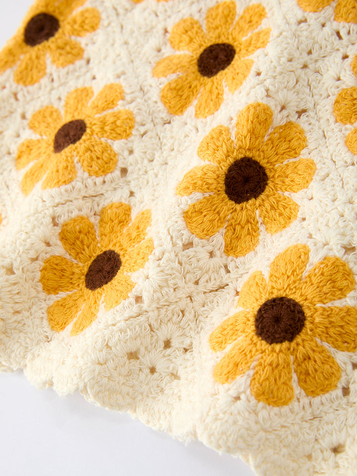 Crochet Sunflower Dress with Headscarf