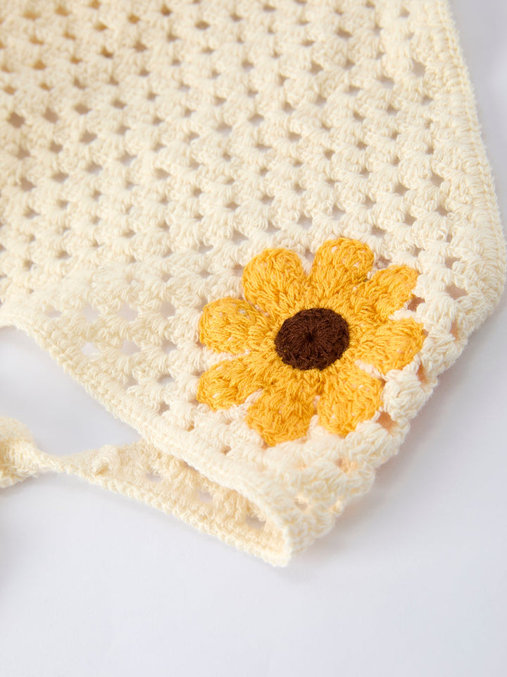 Crochet Sunflower Dress with Headscarf