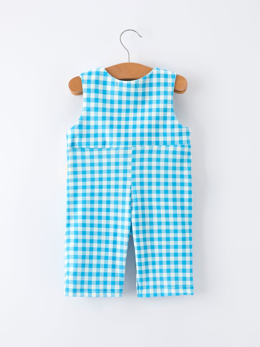Fish Embroidery Smocking Plaid Romper