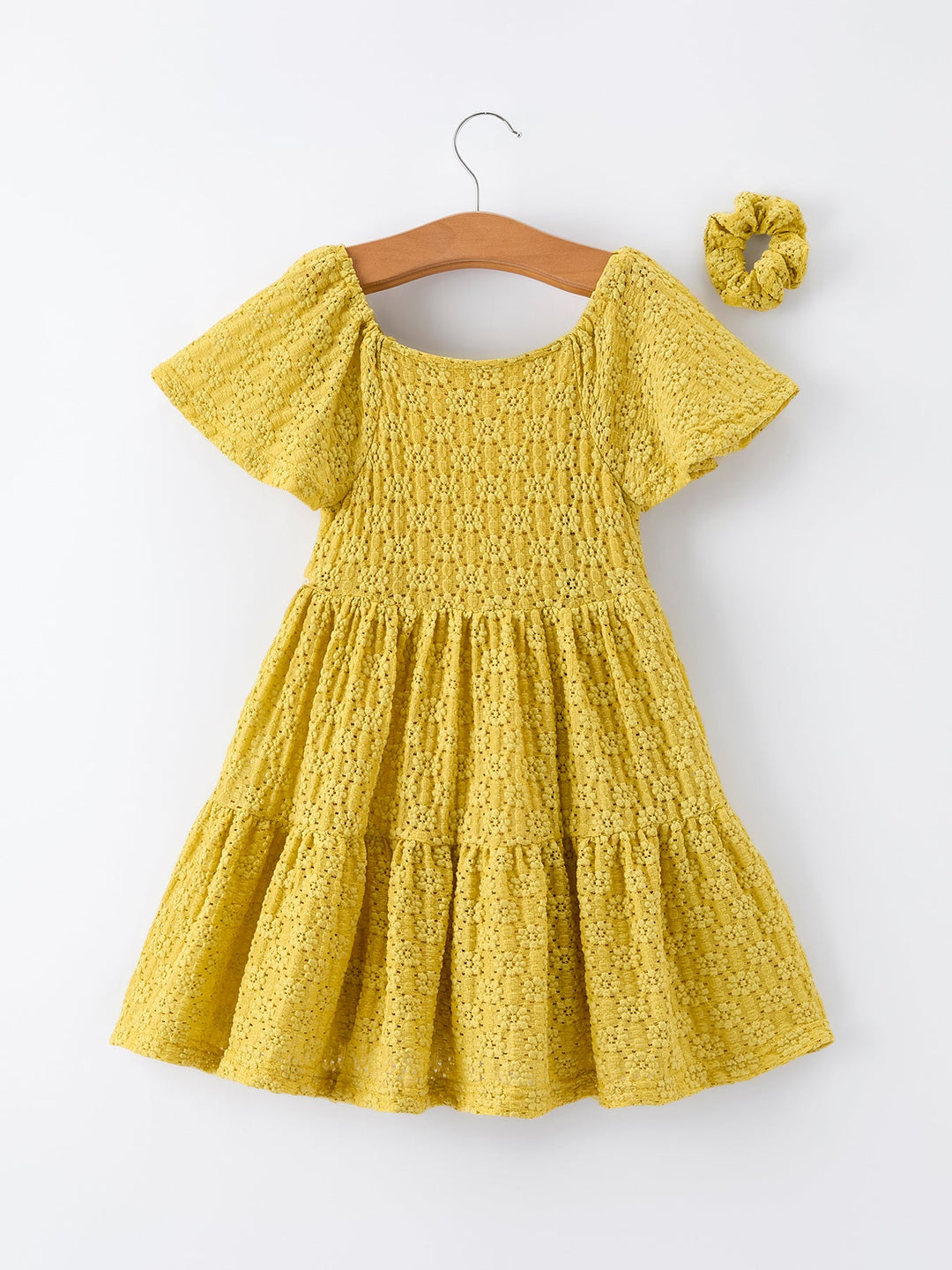 Lace Tiered Dress With Scrunchie