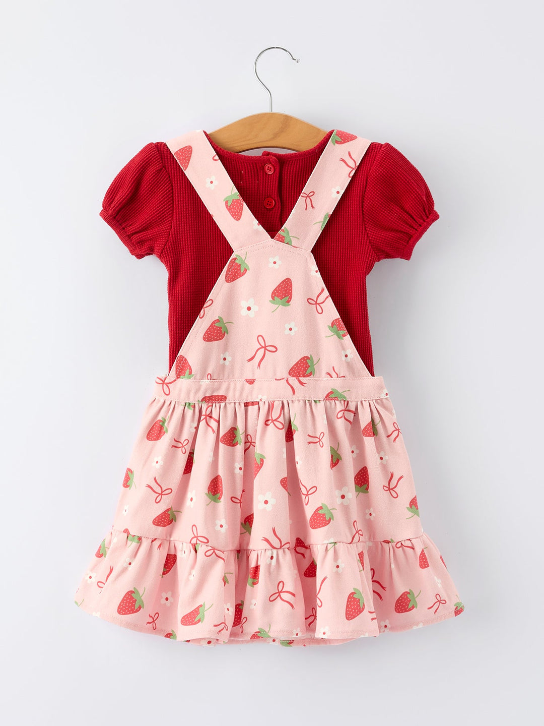 Strawberry Print Overall Dress Set