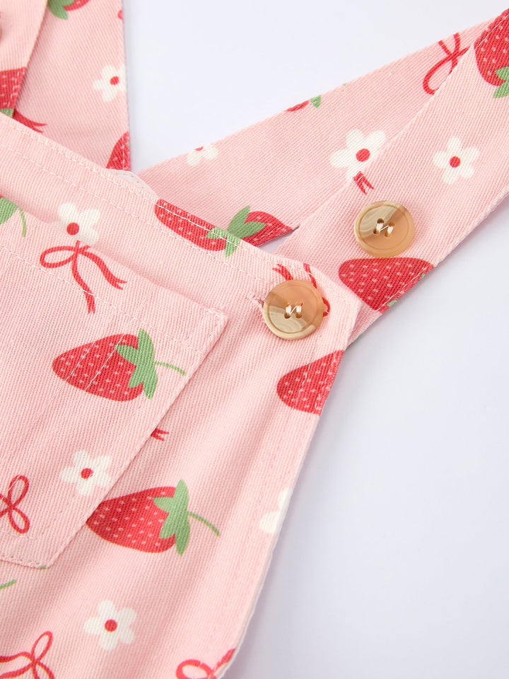 Strawberry Print Overall Dress Set