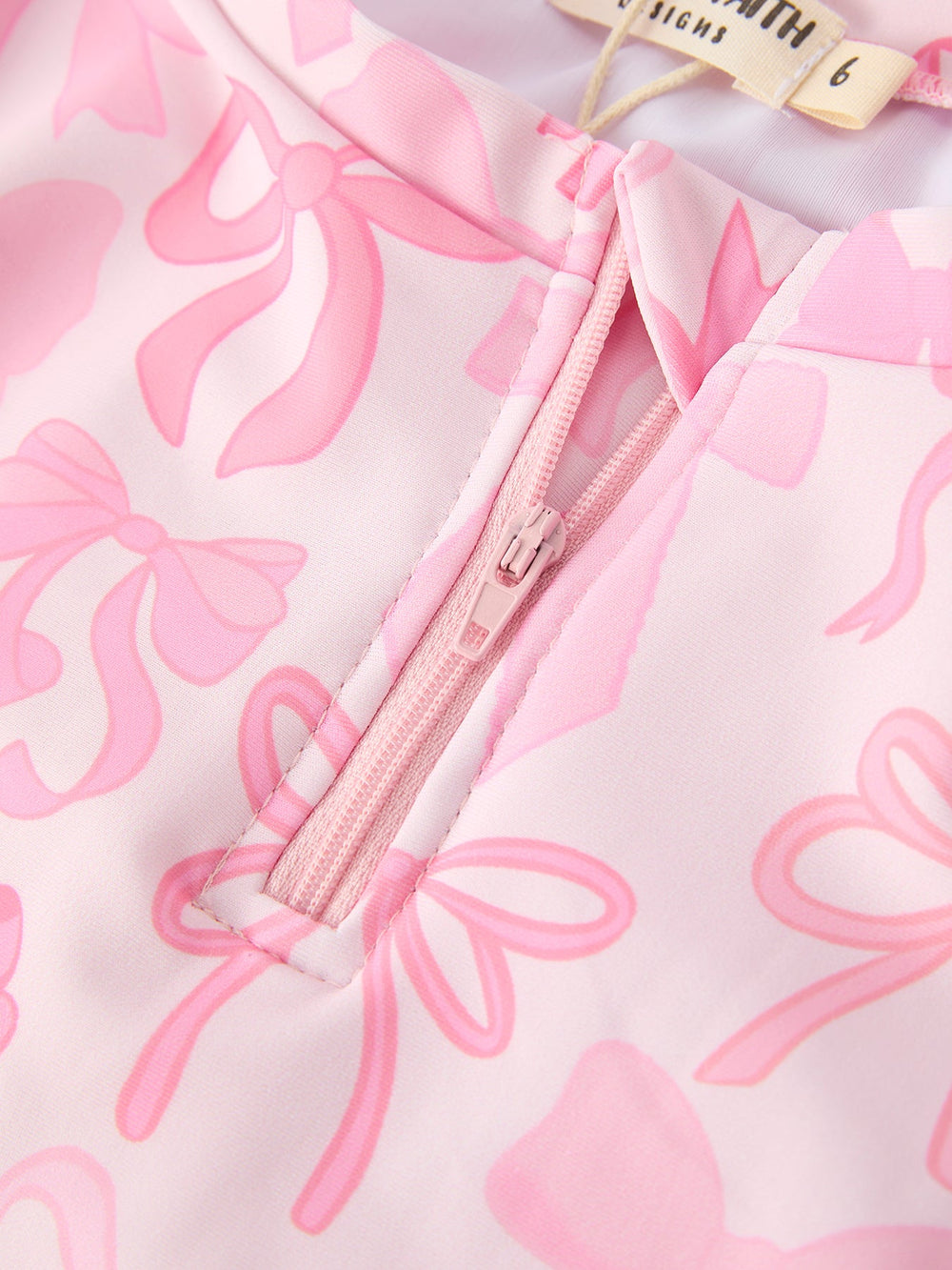 Bow Print Long Sleeve Swim Set