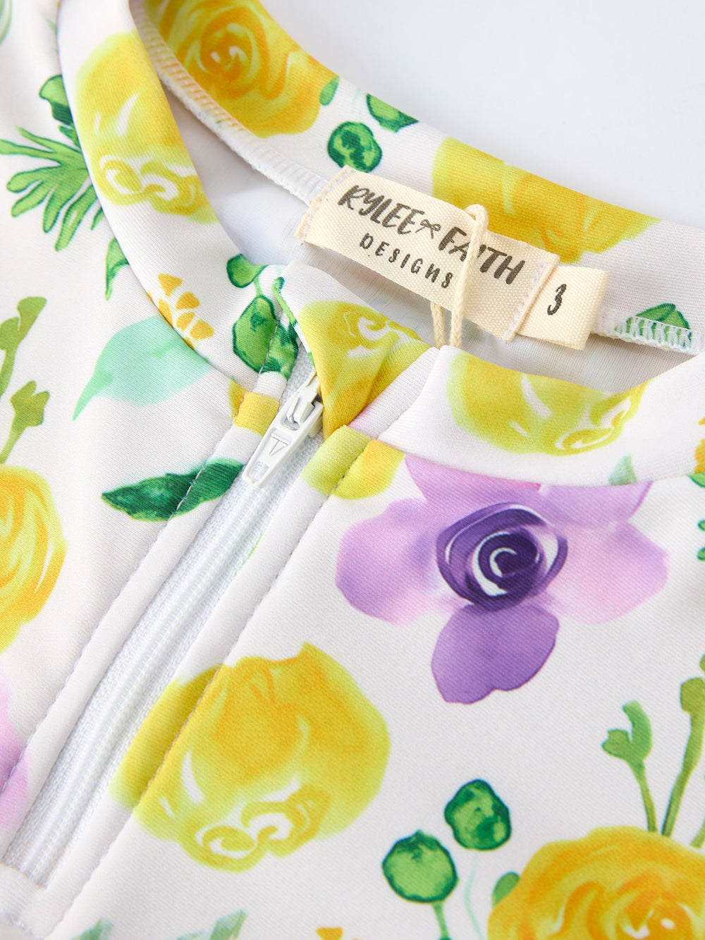 Yellow Floral Print Swim Set