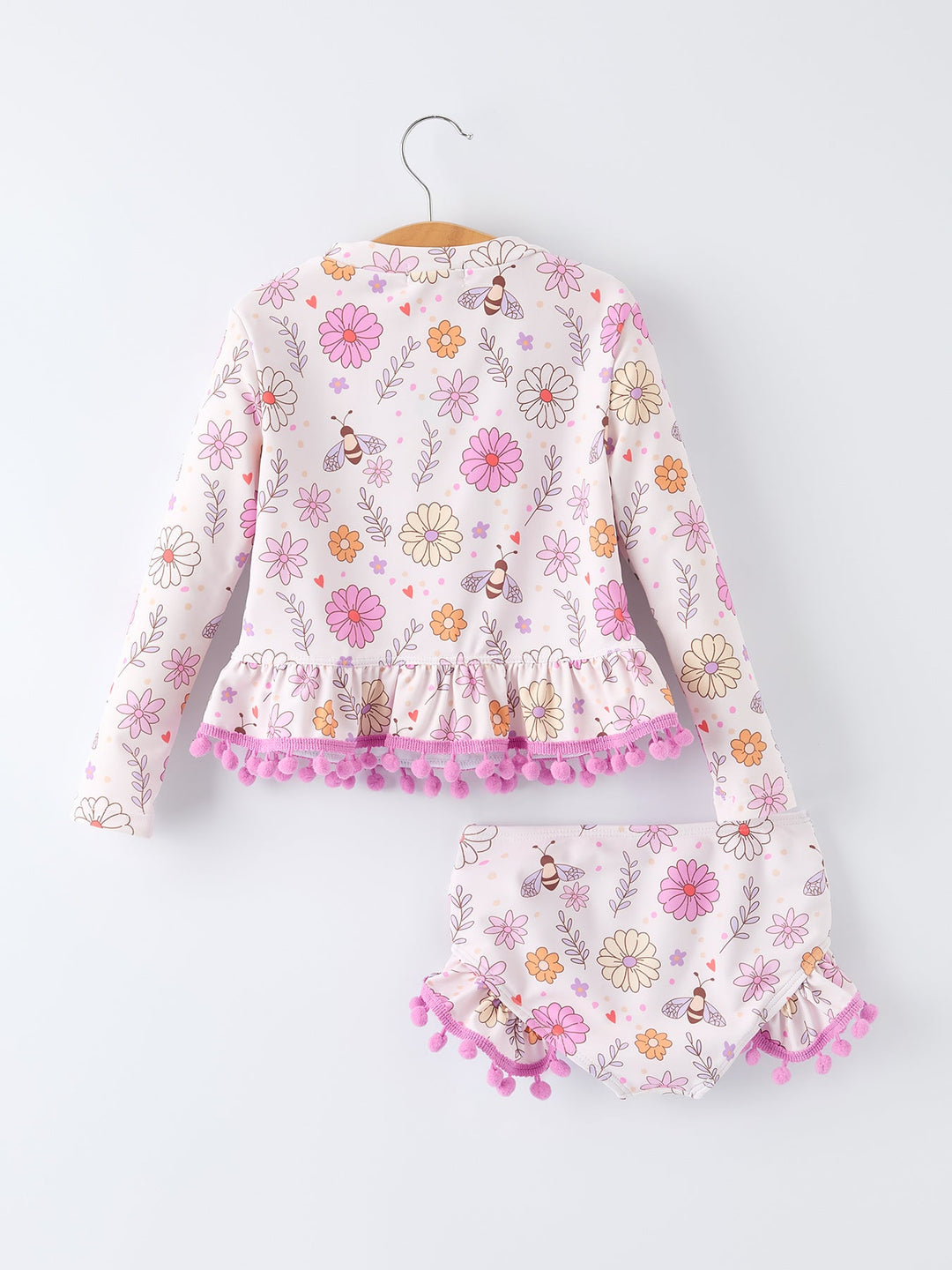Floral Bee Ruffle Swimsuit Set
