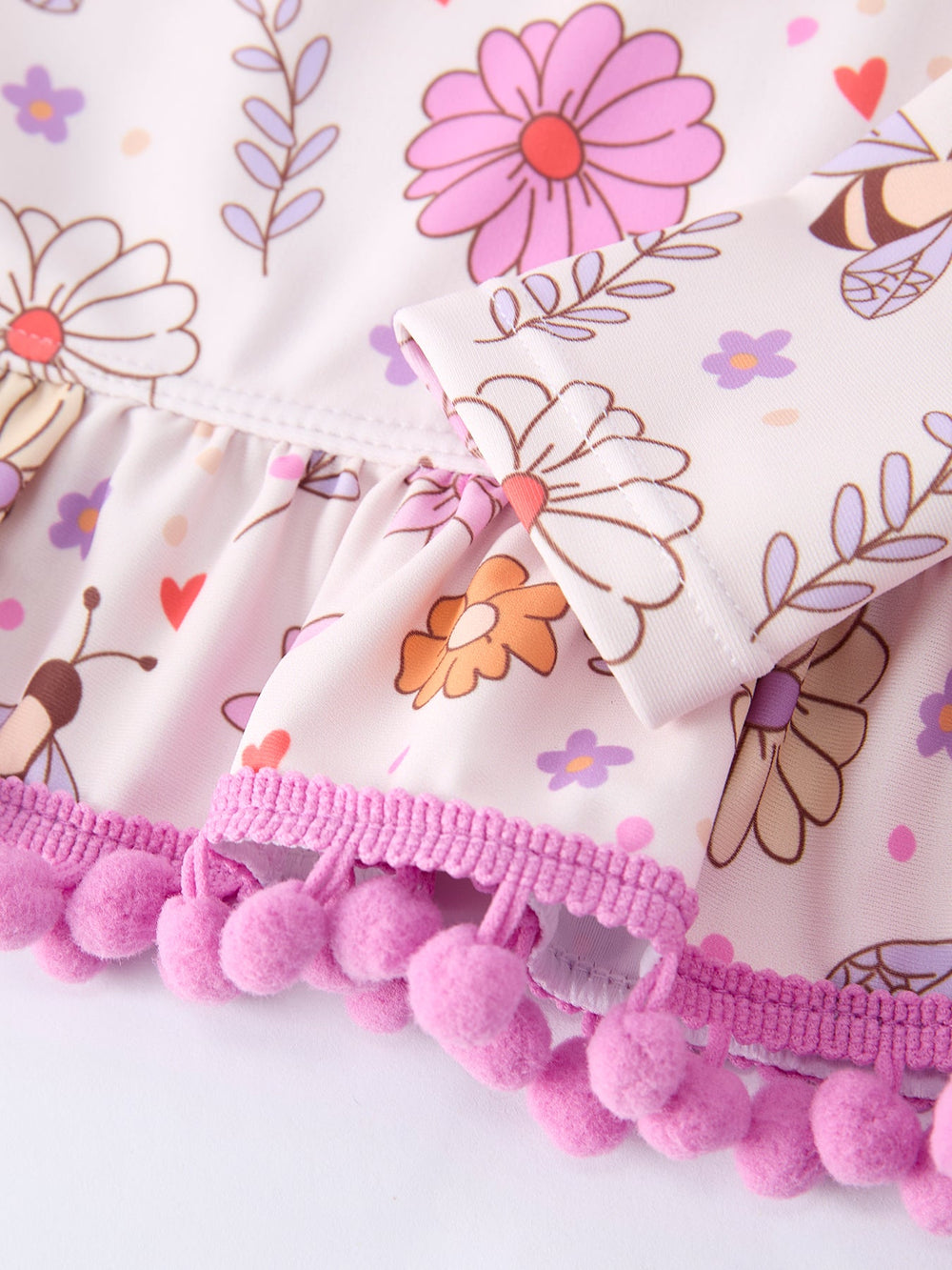 Floral Bee Ruffle Swimsuit Set