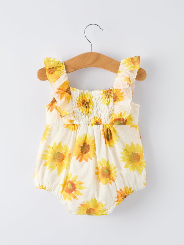 Sunflower Smocked Ruffle Romper