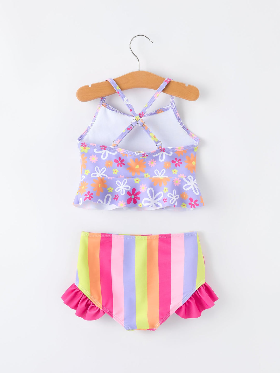 Rainbow Striped Two Piece Swimsuit