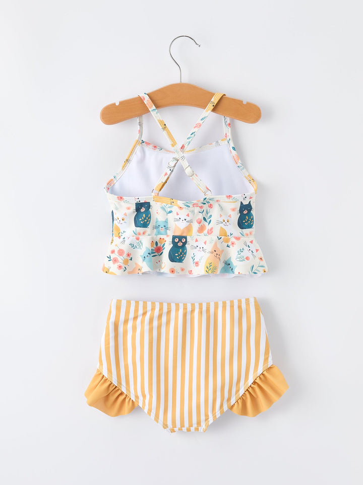 Cat Print Two Piece Swimsuit
