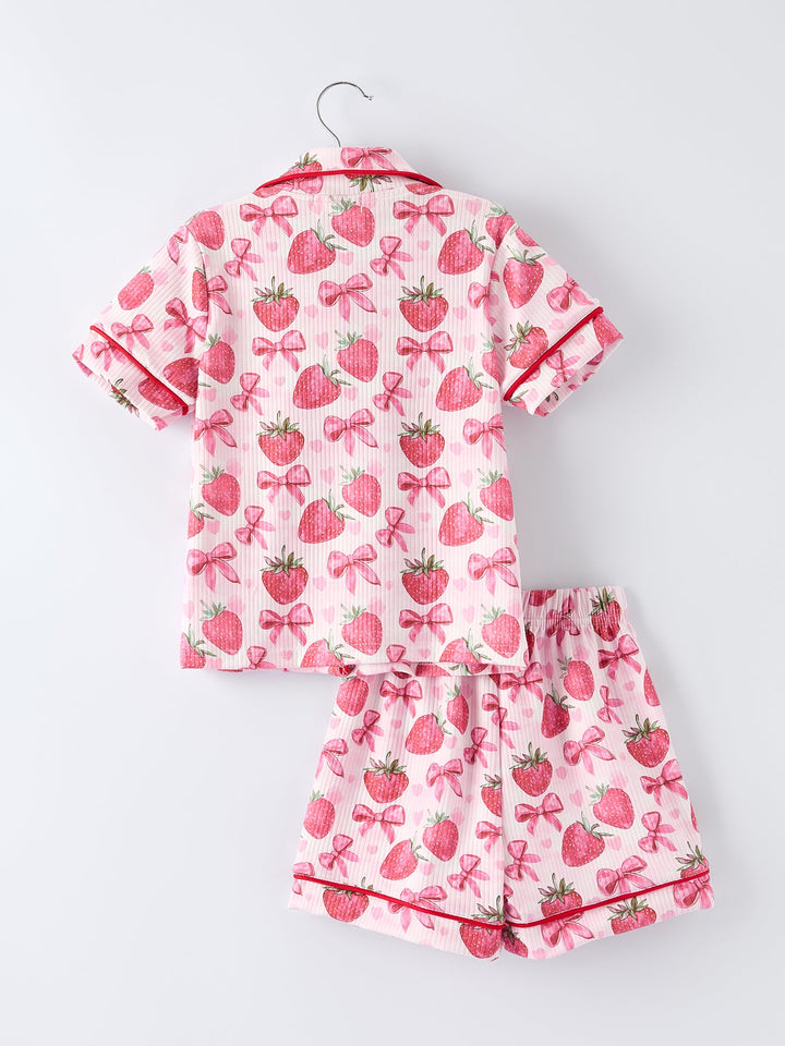 Strawberry Bow Pajama Set