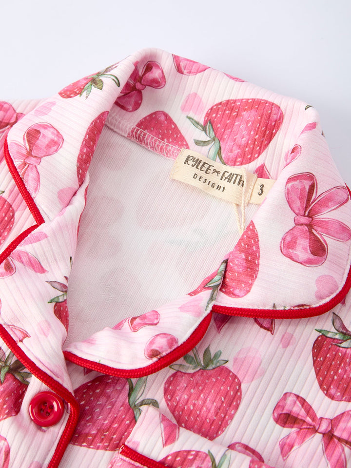 Strawberry Bow Pajama Set