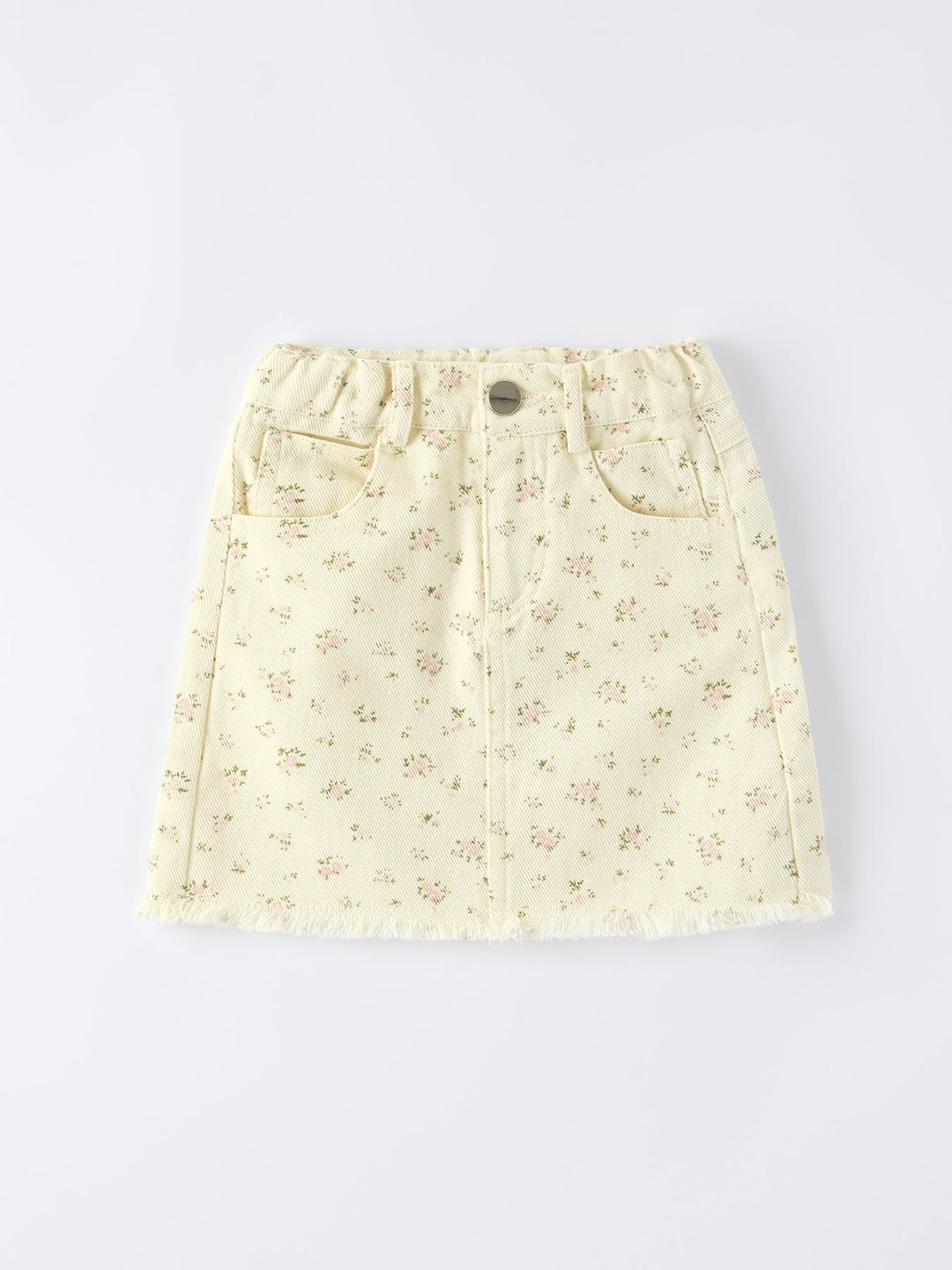 Pink Flower Letter Girl Short Sleeve Top Denim Skirt Set