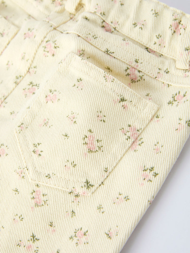Pink Flower Letter Girl Short Sleeve Top Denim Skirt Set