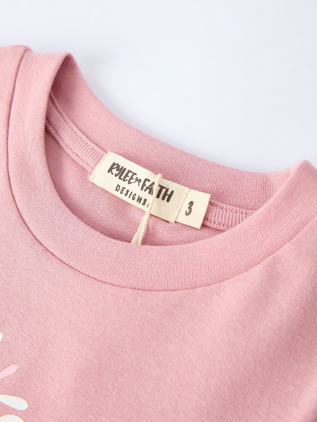 Pink Flower Letter Girl Short Sleeve Top Denim Skirt Set