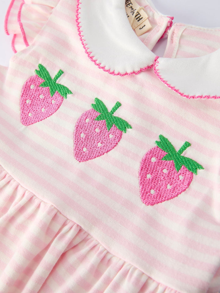 Strawberry Ruffle Dress with Peter Pan Collar