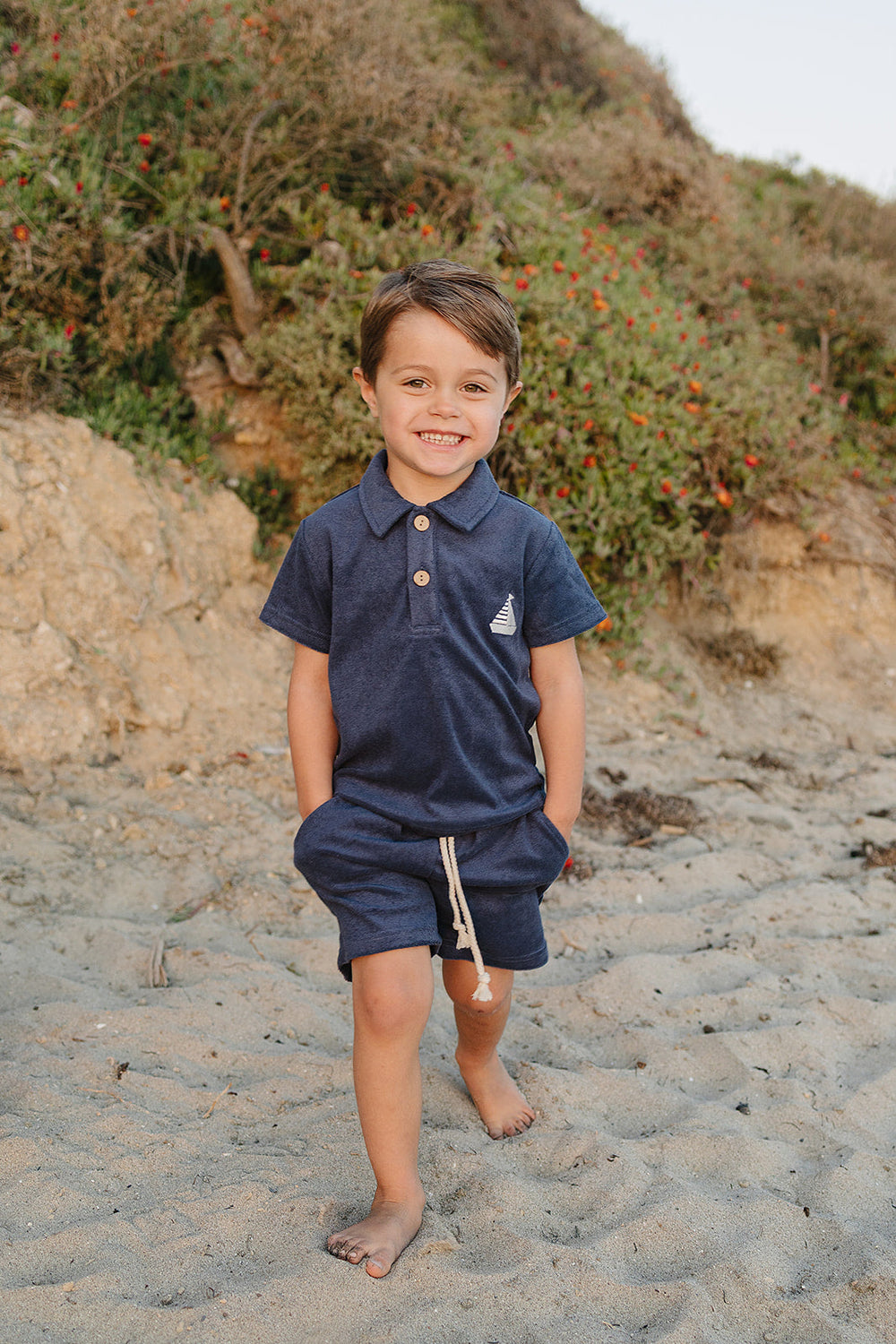Navy Terry Cloth Shorts Set