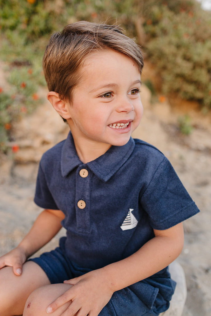 Navy Terry Cloth Shorts Set