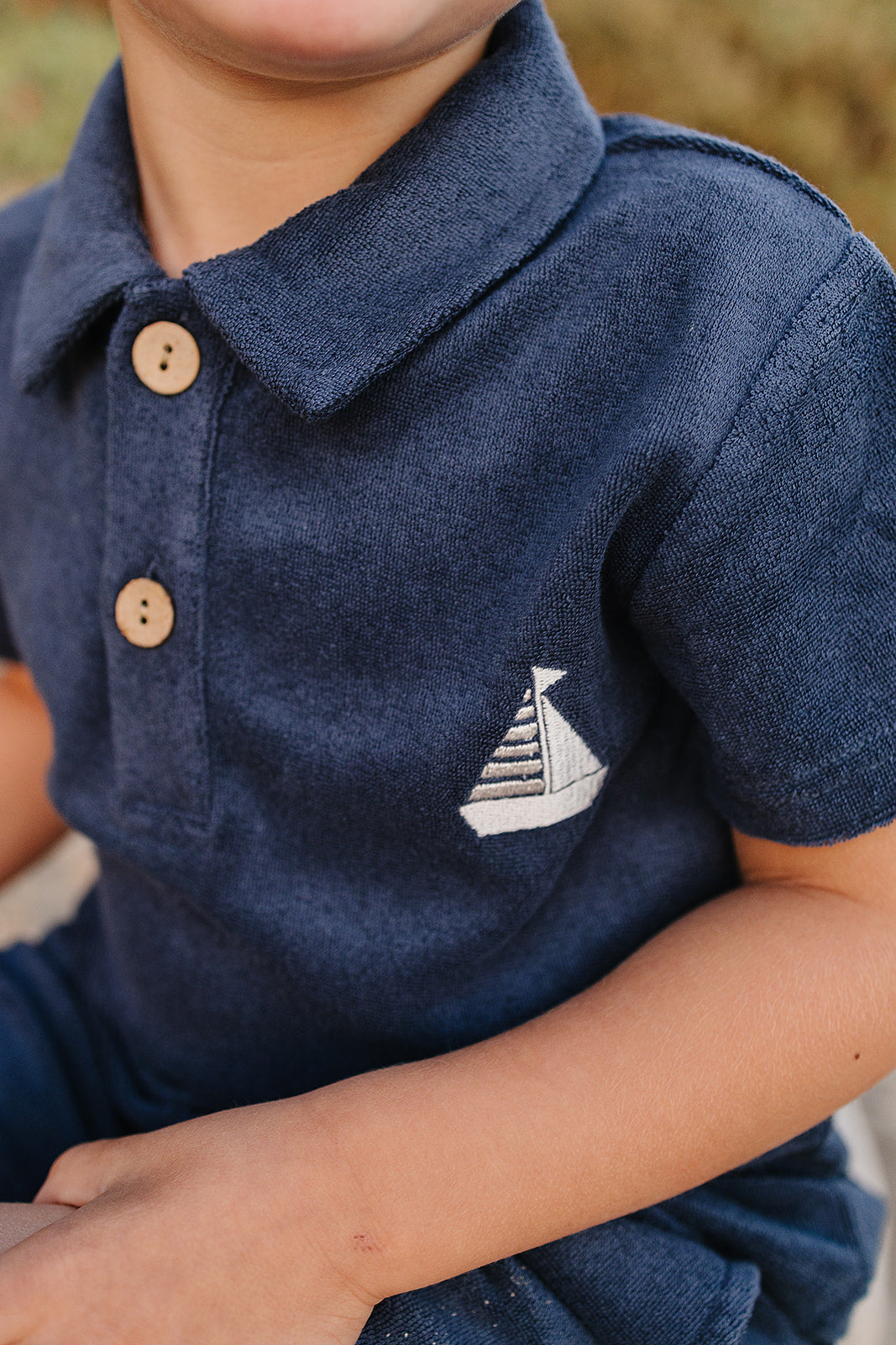 Navy Terry Cloth Shorts Set
