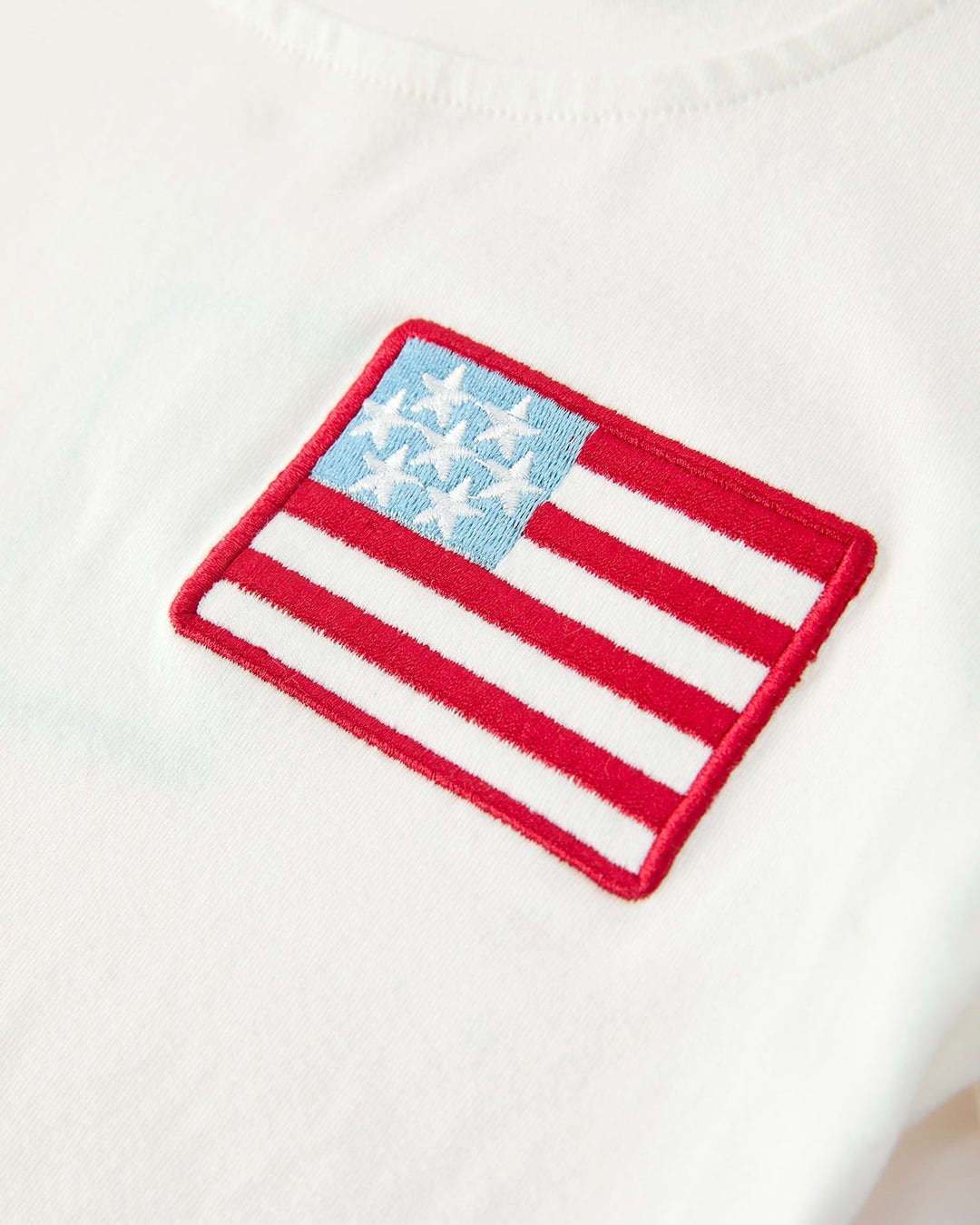 American flag patch on a white background