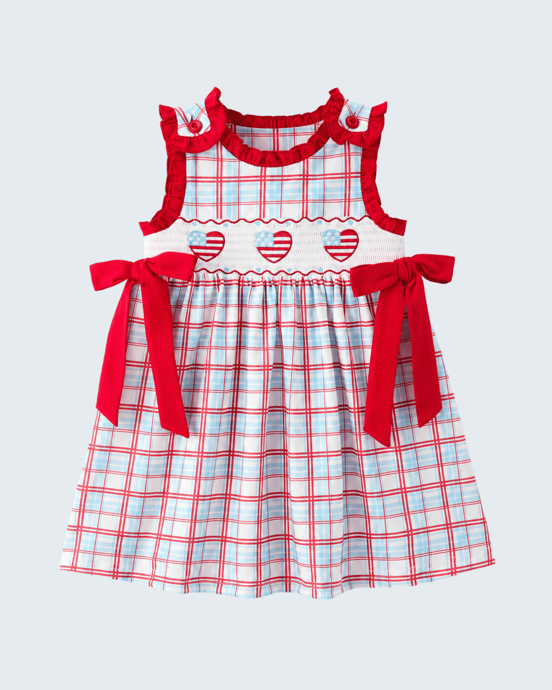 4th of July Plaid Flag Heart Dress
