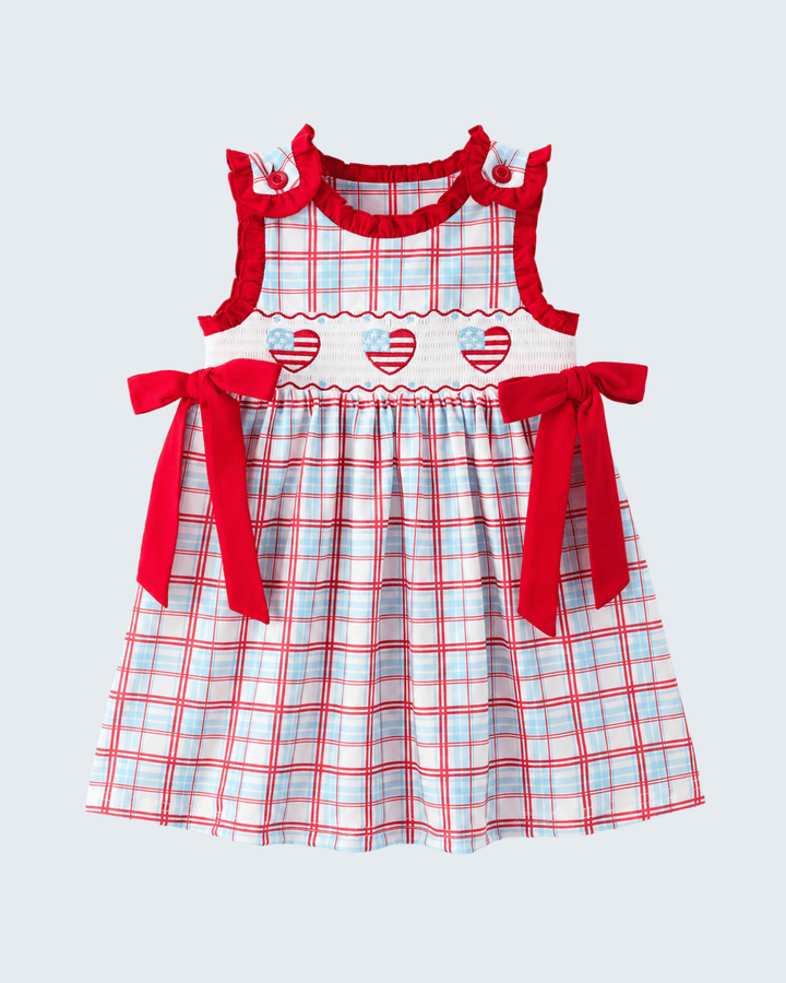 4th of July Plaid Flag Heart Dress