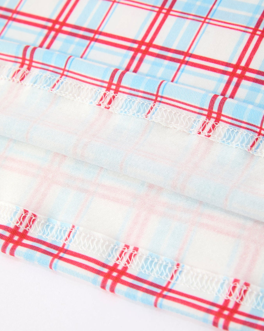 Close-up of a red and blue checkered fabric