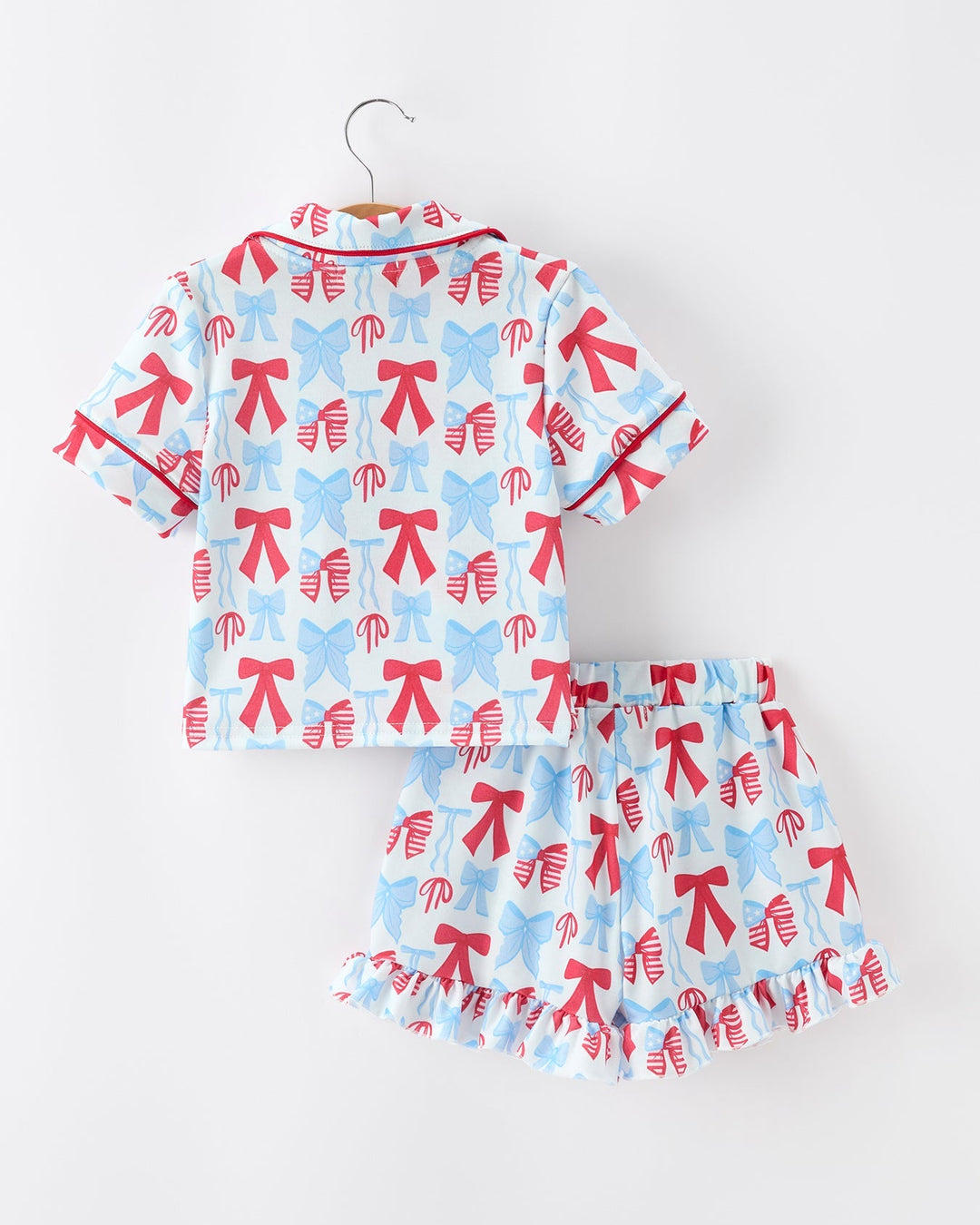 Girls 4th of July Short Sleeve Ruffle Pajamas Set