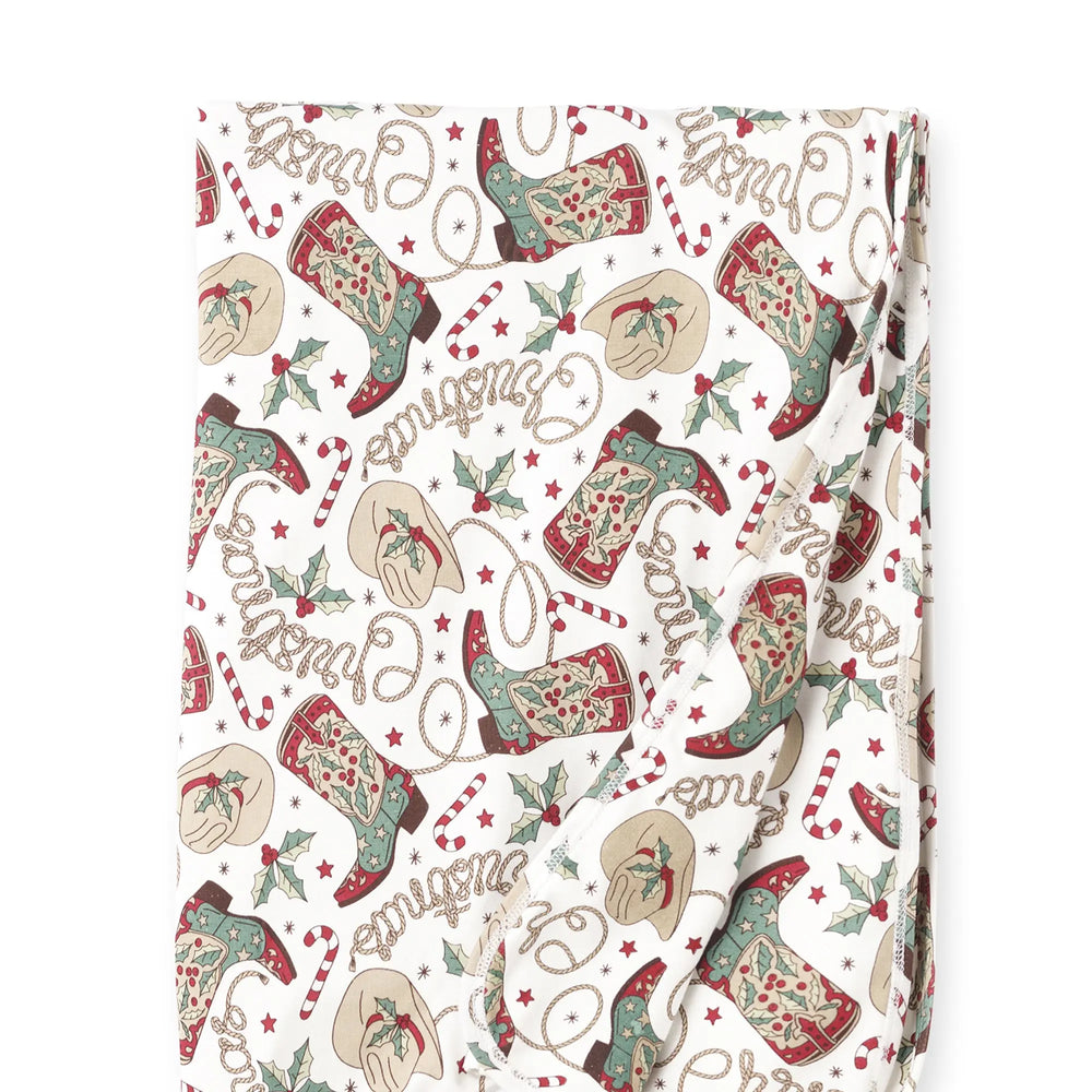 Western Christmas Bamboo Stroller Blanket