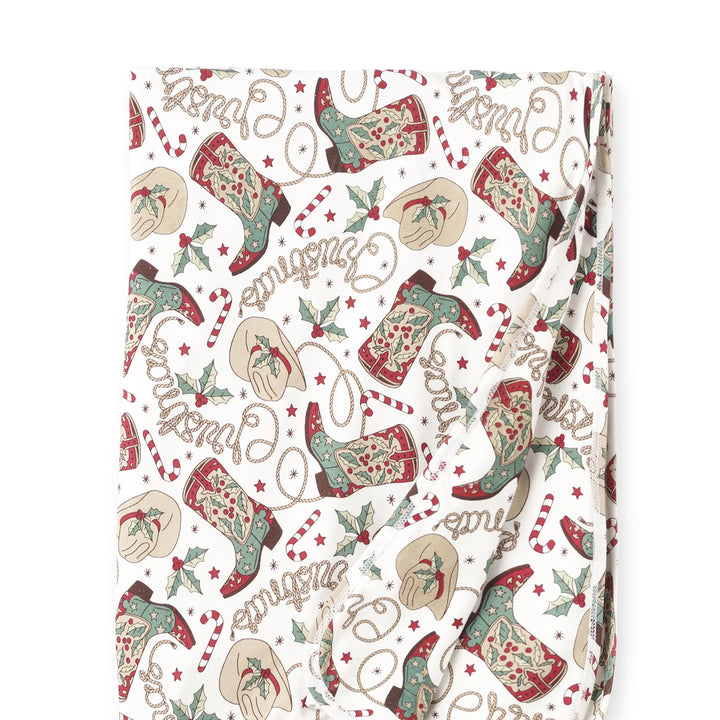 Western Christmas Bamboo Stroller Blanket