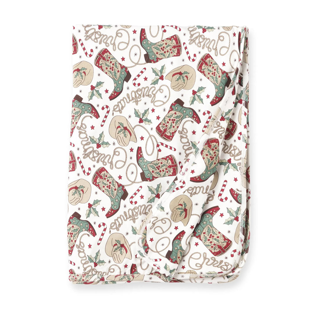 Western Christmas Bamboo Stroller Blanket