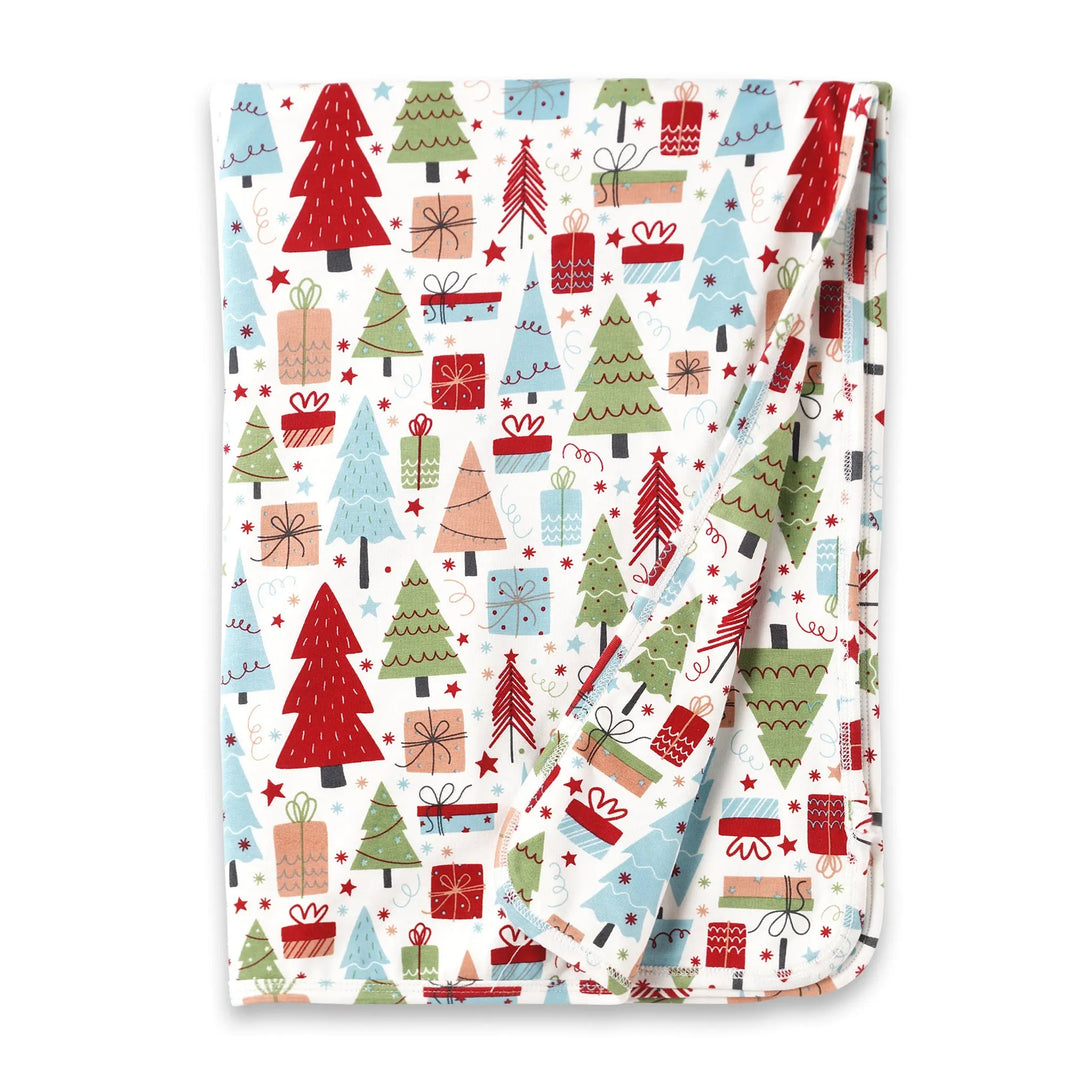 Christmas Print Bamboo Stroller Blanket